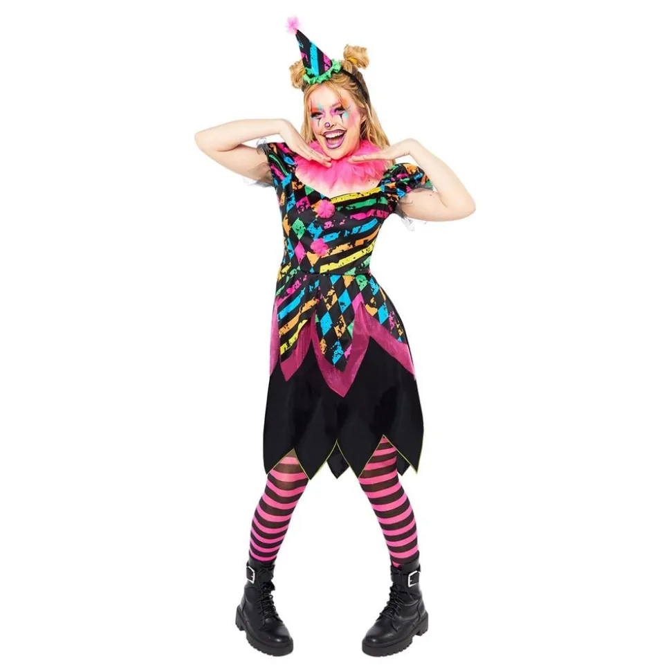 Neon Clown Klänning Maskeraddräkt