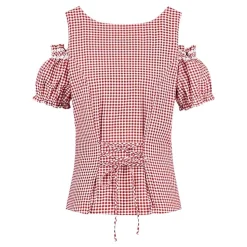 Oktoberfest Blus Vit/Röd Rutig