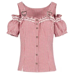 Oktoberfest Blus Vit/Röd Rutig