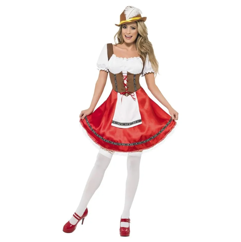 Oktoberfest Klänning Vit/Röd Maskeraddräkt
