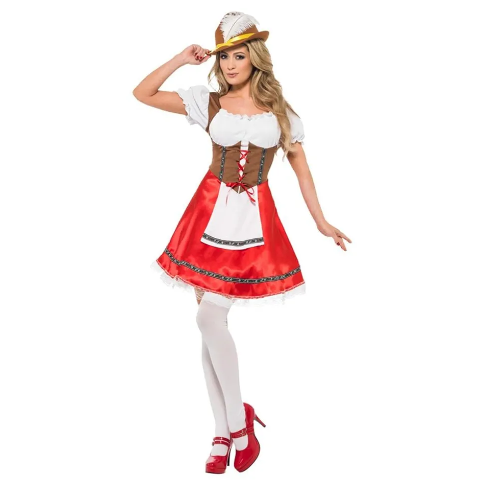 Oktoberfest Klänning Vit/Röd Maskeraddräkt