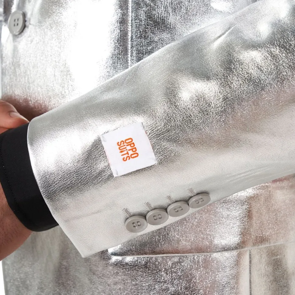 OppoSuits Shiny Silver Kostym