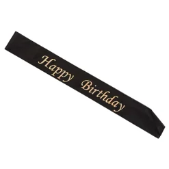 Ordensband Happy Birthday Guld/Svart