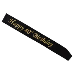 Ordensband Happy 40th Birthday Svart/Guld