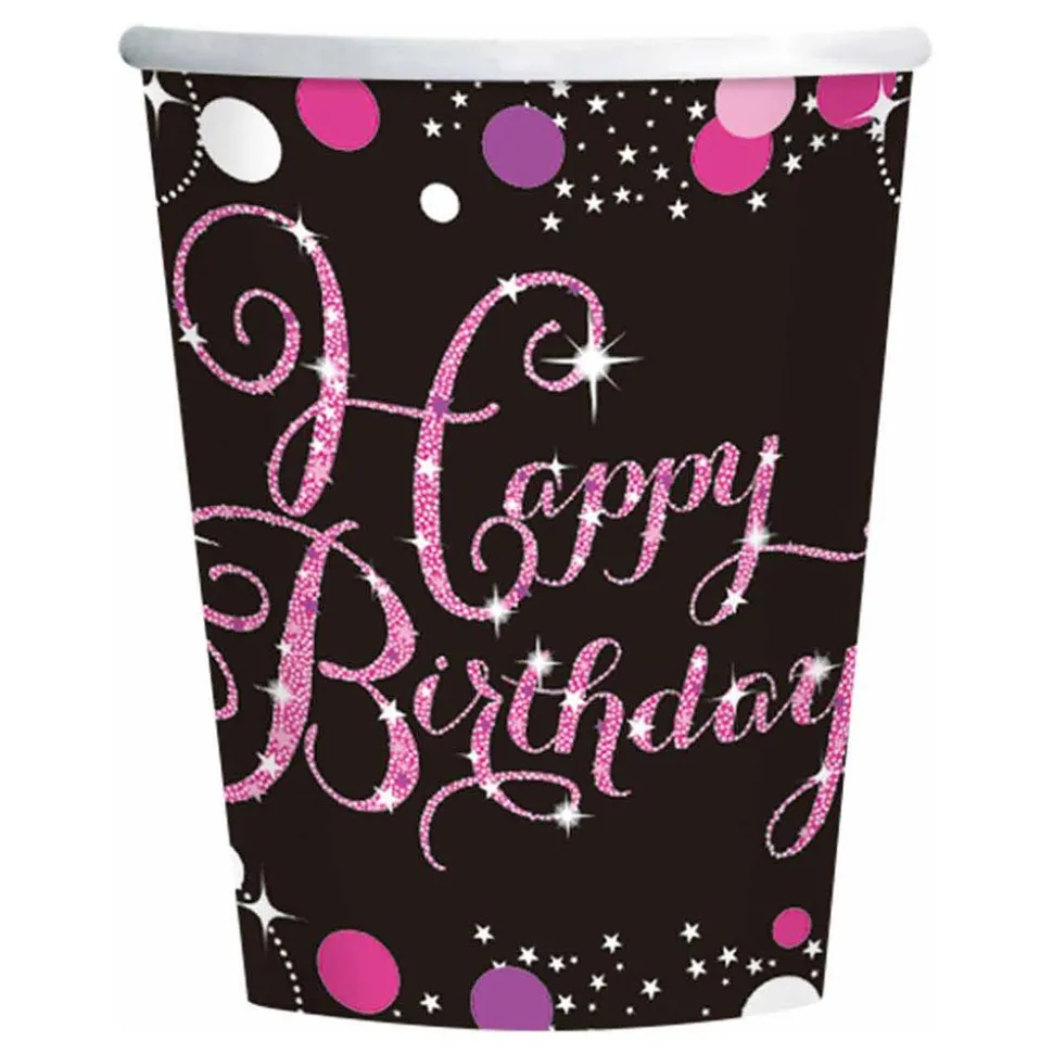 Pappersmuggar Happy Birthday Rosa Sparkling