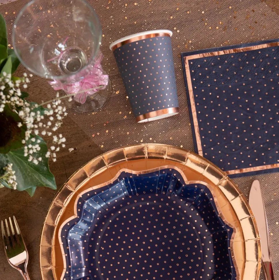 Pappersmuggar Prickiga Navy/Roséguld