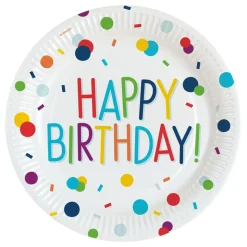 Papperstallrikar Happy Birthday Konfetti