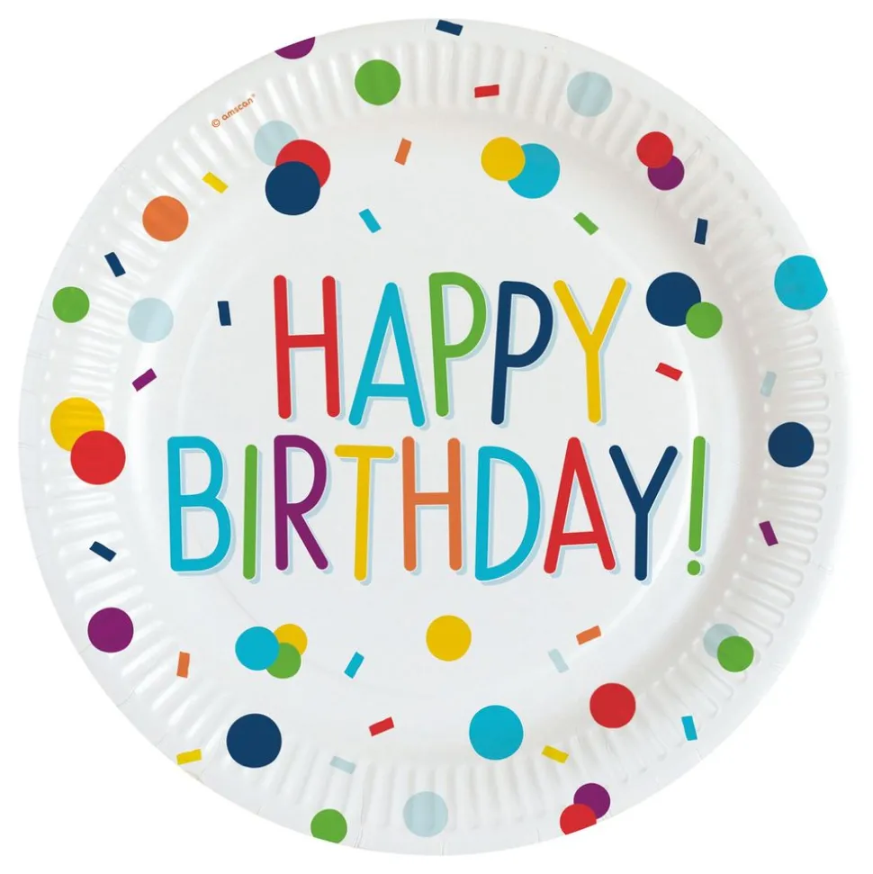 Papperstallrikar Happy Birthday Konfetti