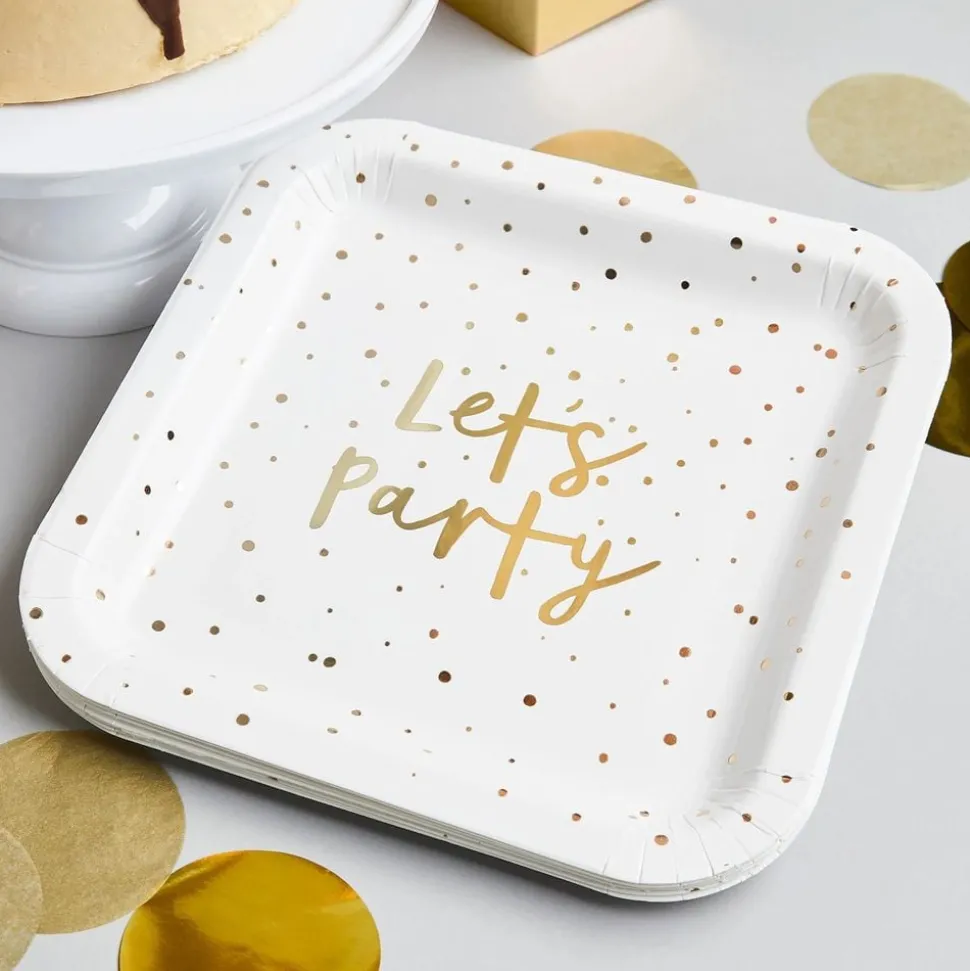 Papperstallrikar Lets Party Guld