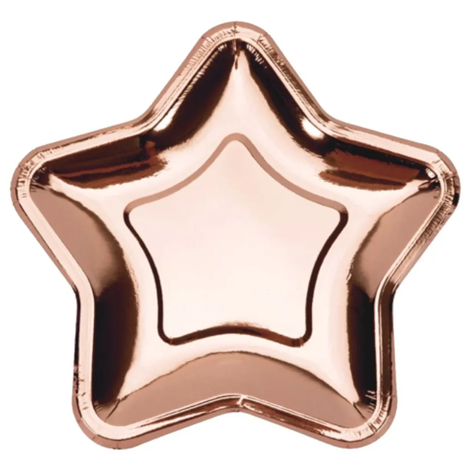 Papperstallrikar Stjärna Roséguld Metallic
