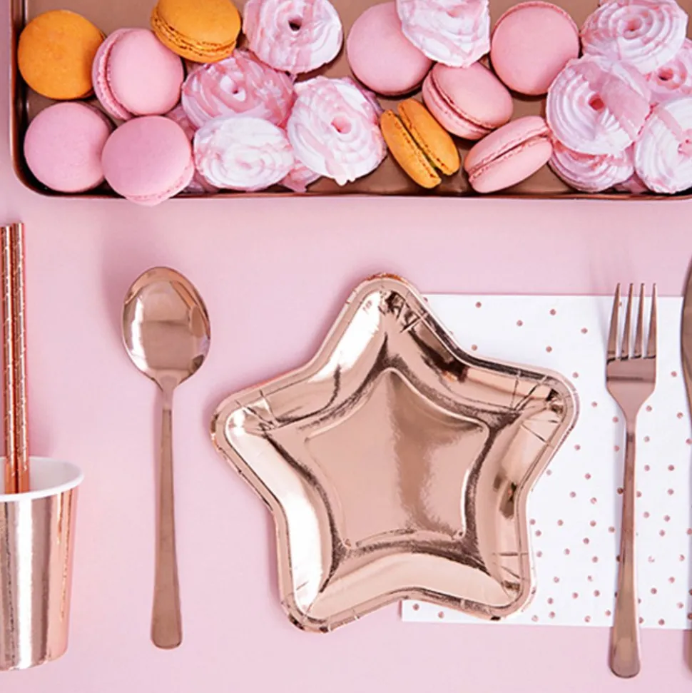 Papperstallrikar Stjärna Roséguld Metallic