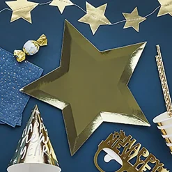 Papperstallrikar Stjärnformade Guld Metallic