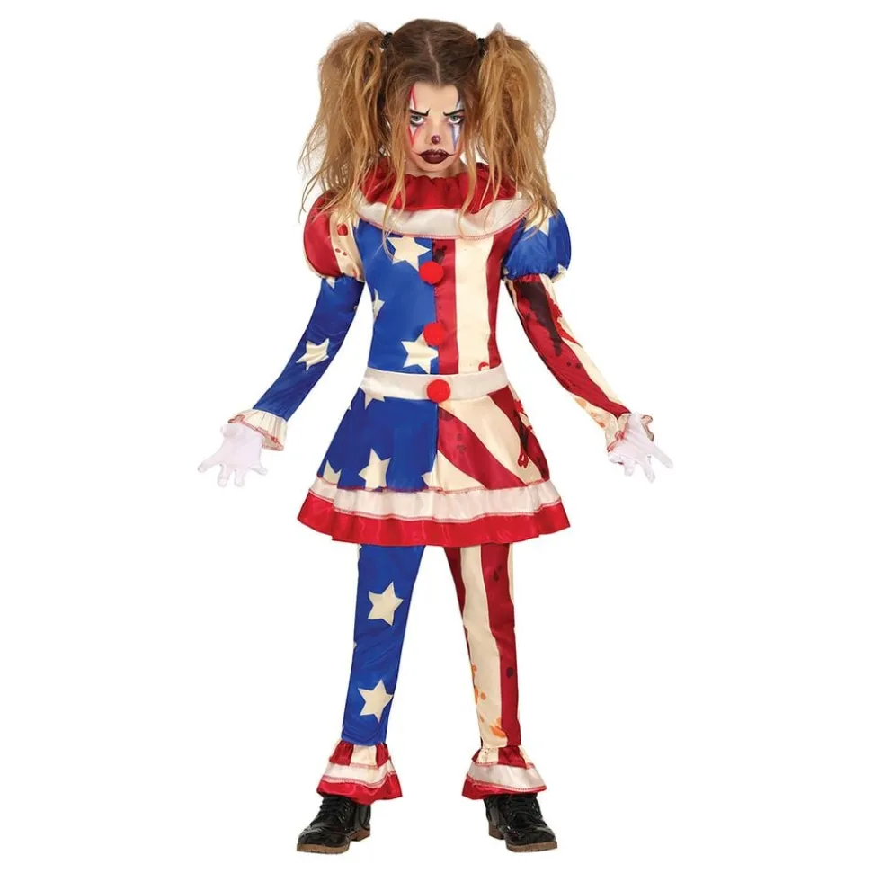 Patriotisk Clownflicka Barn Maskeraddräkt