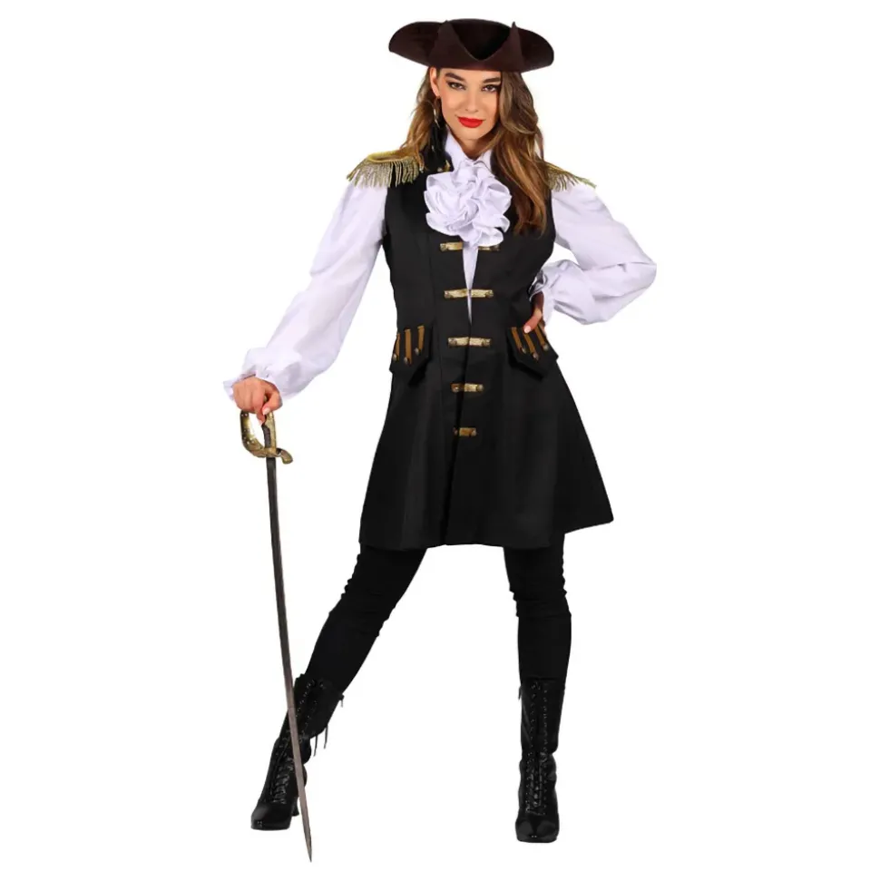 Piratväst Svart Dam Deluxe