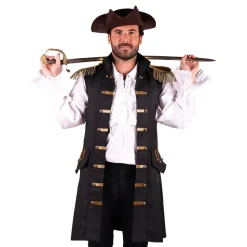 Piratväst Svart Herr Deluxe