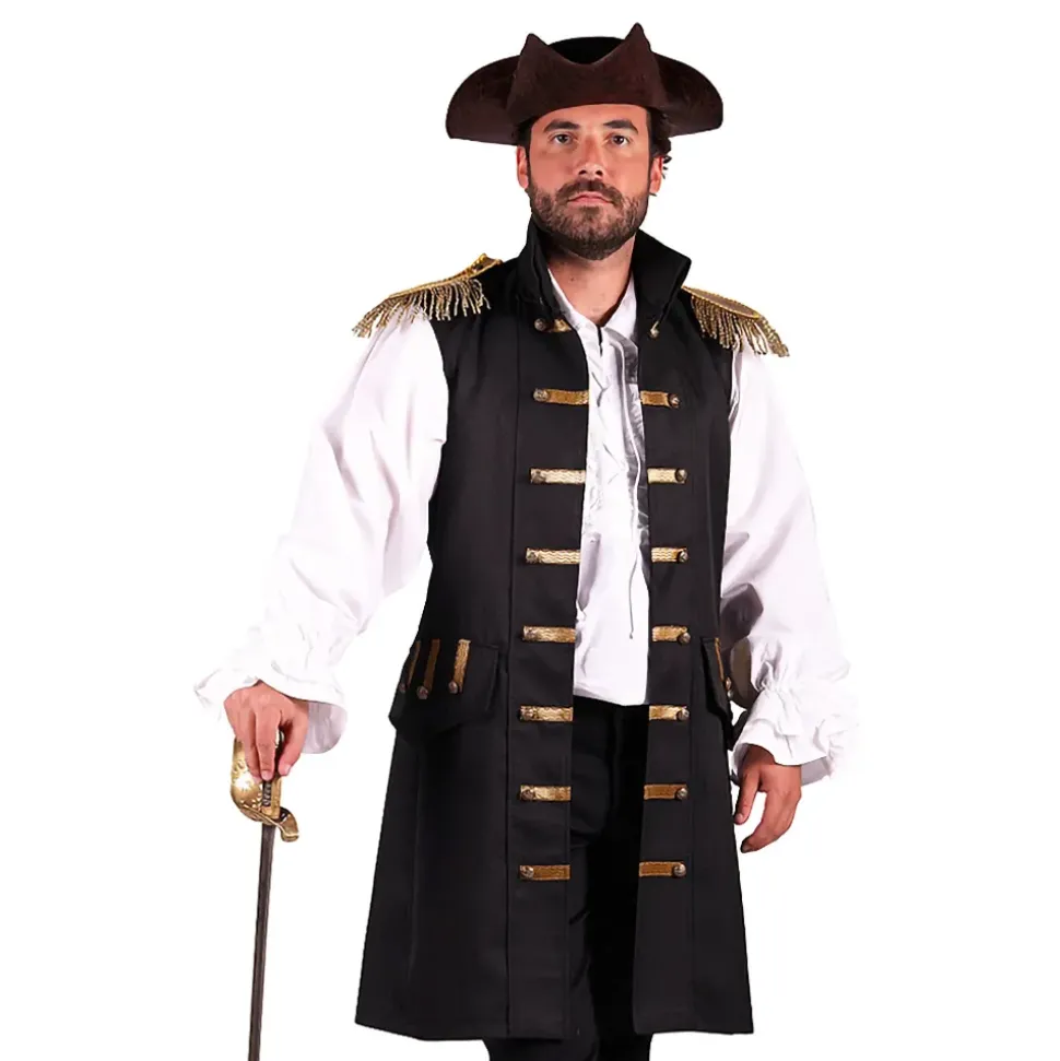 Piratväst Svart Herr Deluxe