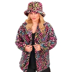 Pälsjacka Leopard Rosa
