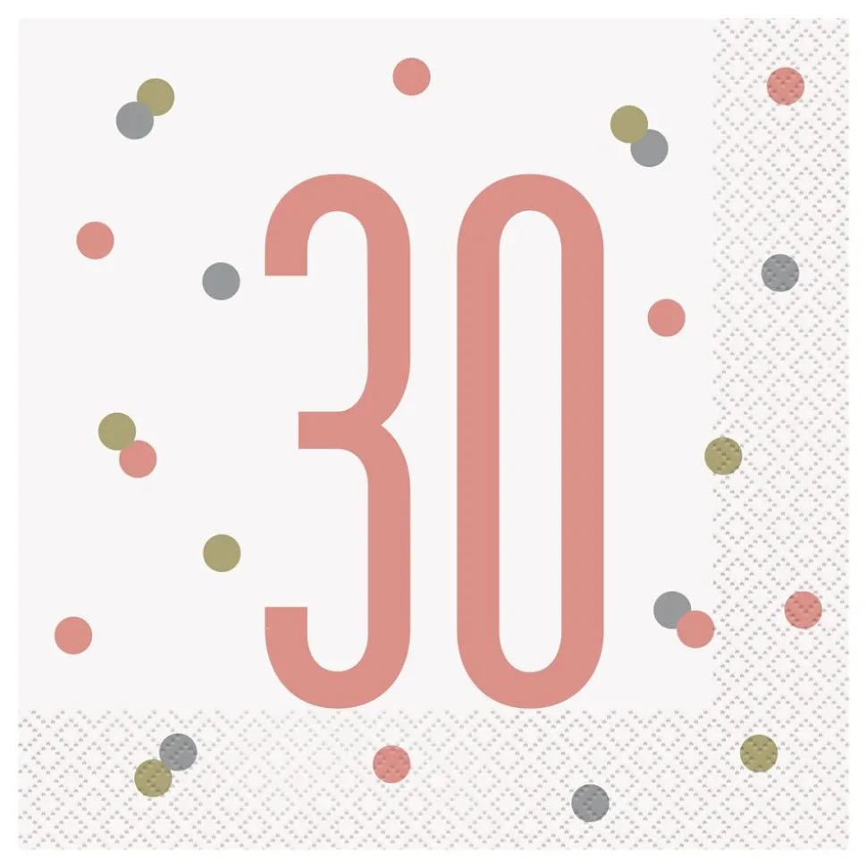 Servetter 30 Vit/Roséguld