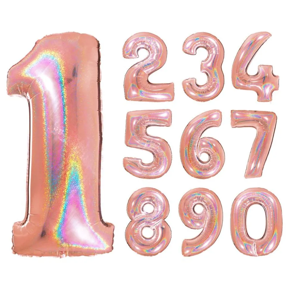 Sifferballong Glitter Roséguld
