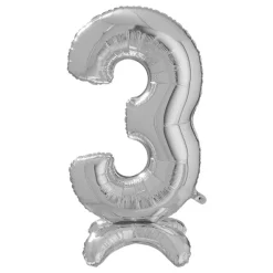 Sifferballong med Ställning Silver