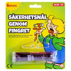Säkerhetsnål Genom Fingret Skämtartikel