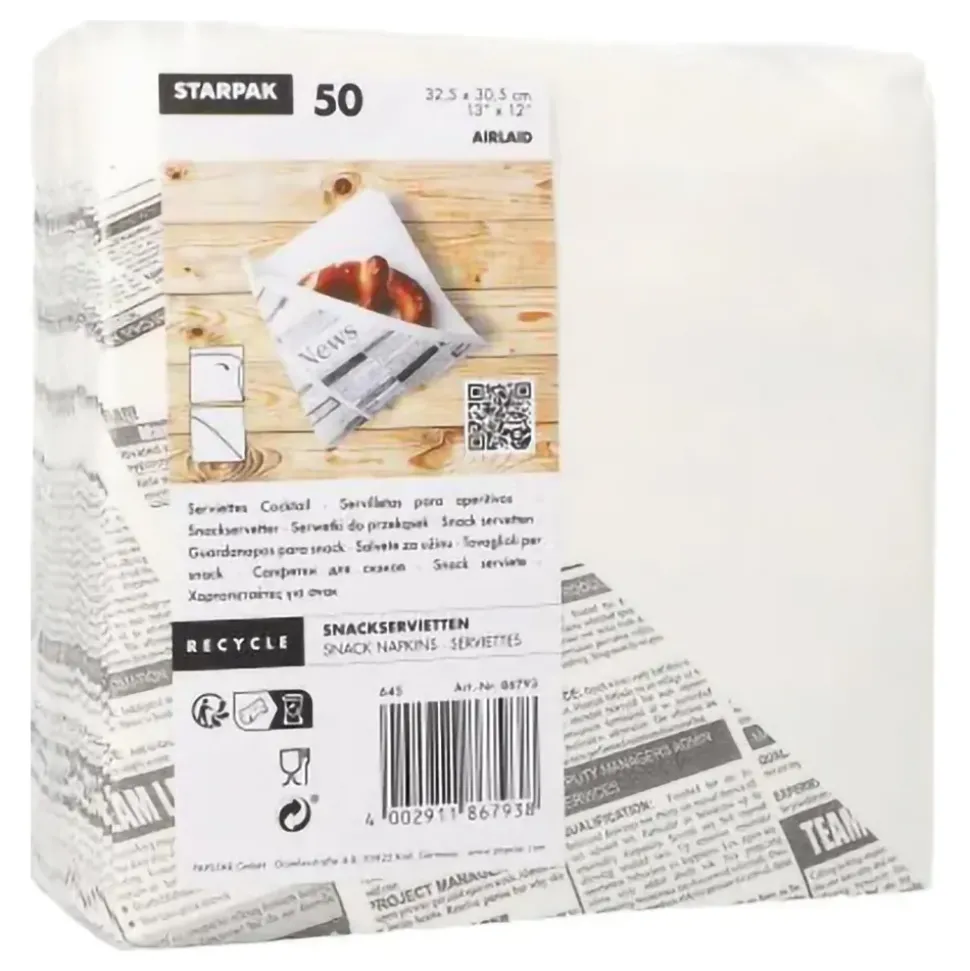 Snackservetter Tygliknande Tidningsmotiv