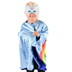 Superhjälte Vändbar Regnbåge/Blå Maskeradset för Barn