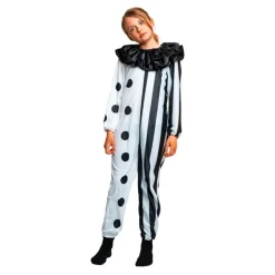 Svart/Vit Clown Barn Maskeraddräkt