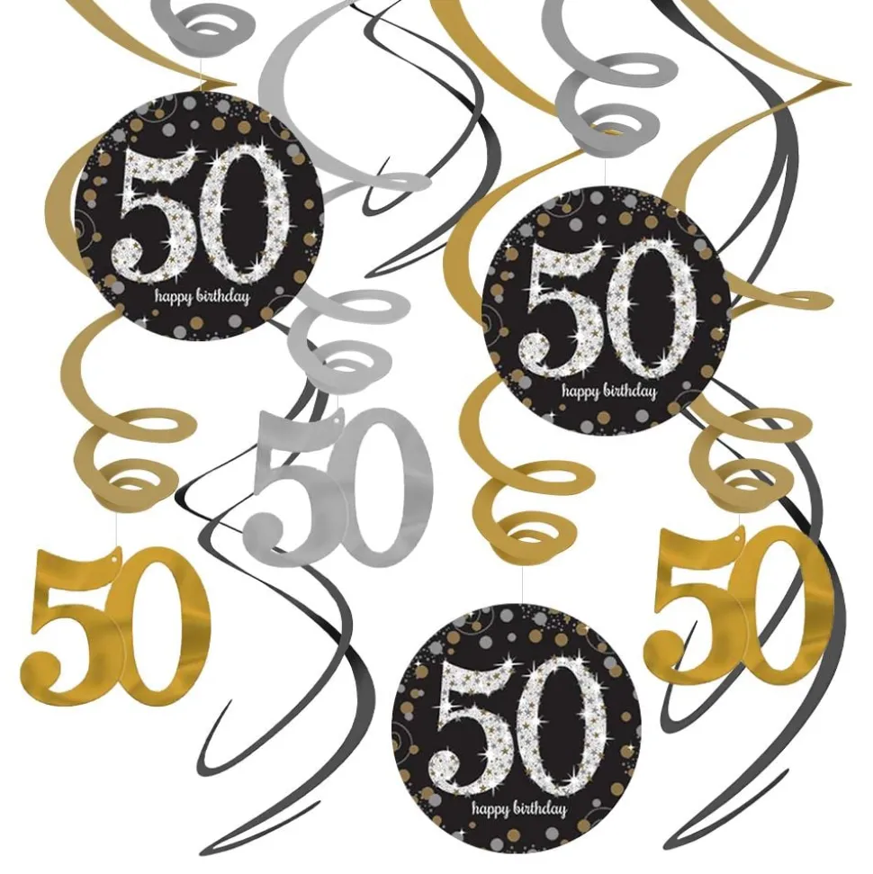 Swirls 50 Guld/Silver Hängande Dekoration