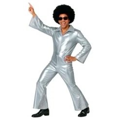 70-tals Disco Herr Silver Maskeraddräkt