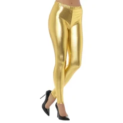 80-tals Metallic Disco Leggings Guld