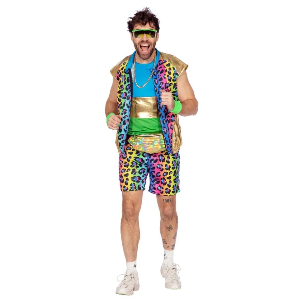 80-tals Neon Leopard Herr Maskeraddräkt