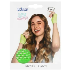 80-tals UV Fingerlösa Näthandskar Korta Neongrön