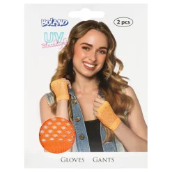 80-tals UV Fingerlösa Näthandskar Korta Neonorange