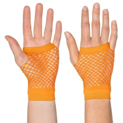 80-tals UV Fingerlösa Näthandskar Korta Neonorange