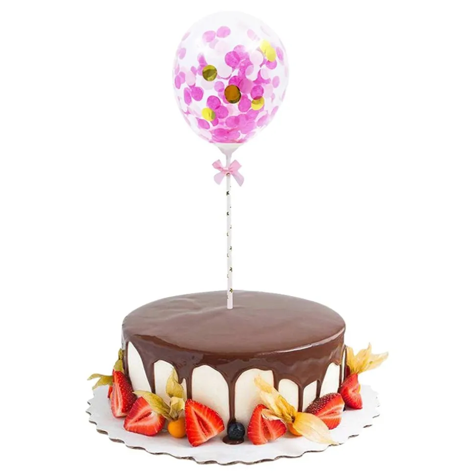 Tårtdekoration Mini Konfettiballonger Rosa