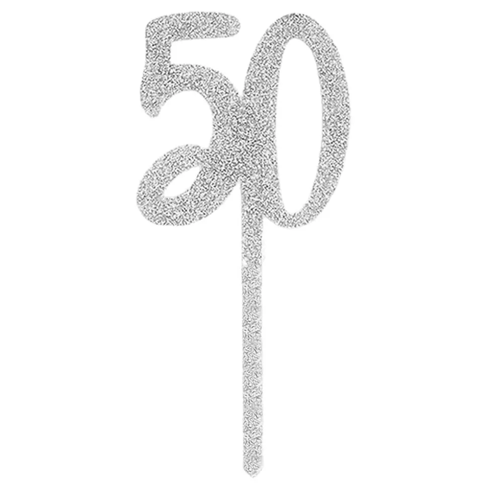 Tårtdekoration 50 Silver i Akryl
