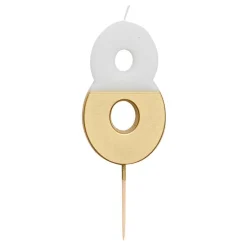 Tårtljus Siffra Guld/Vit