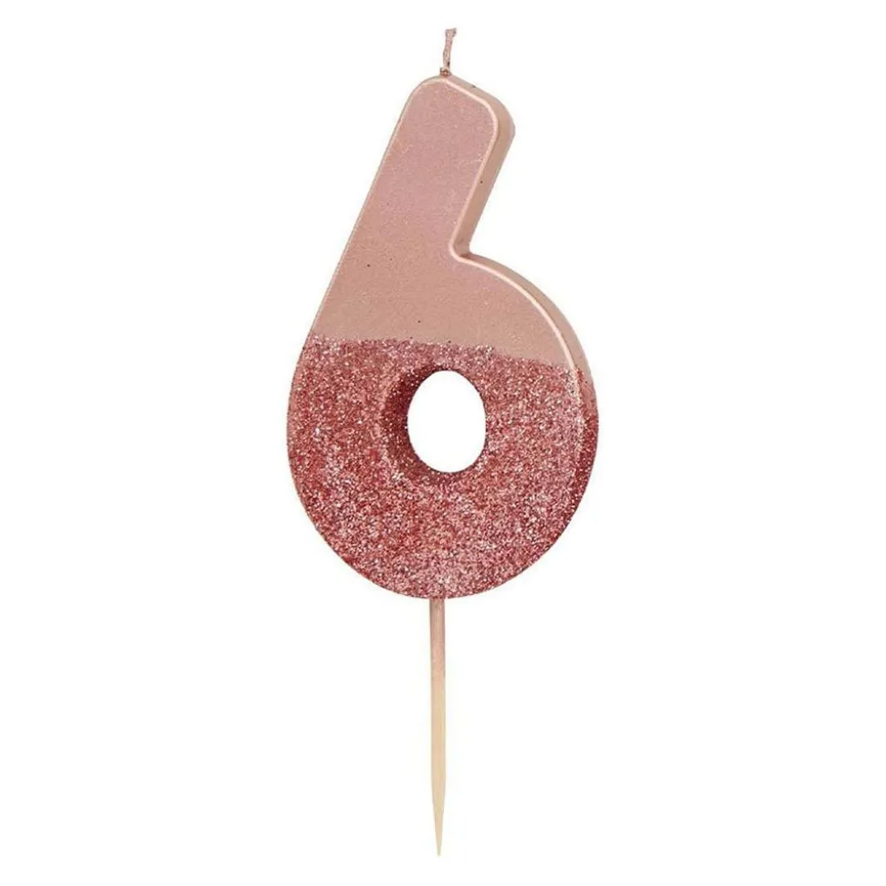 Tårtljus Siffra Roséguld/Glitter