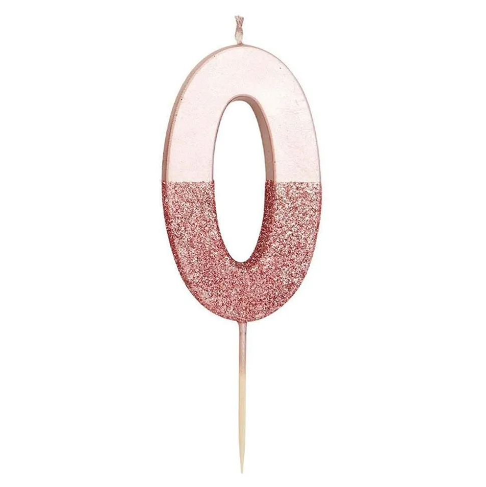 Tårtljus Siffra Roséguld/Glitter