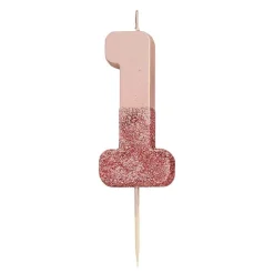 Tårtljus Siffra Roséguld/Glitter