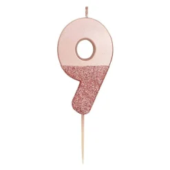 Tårtljus Siffra Roséguld/Glitter