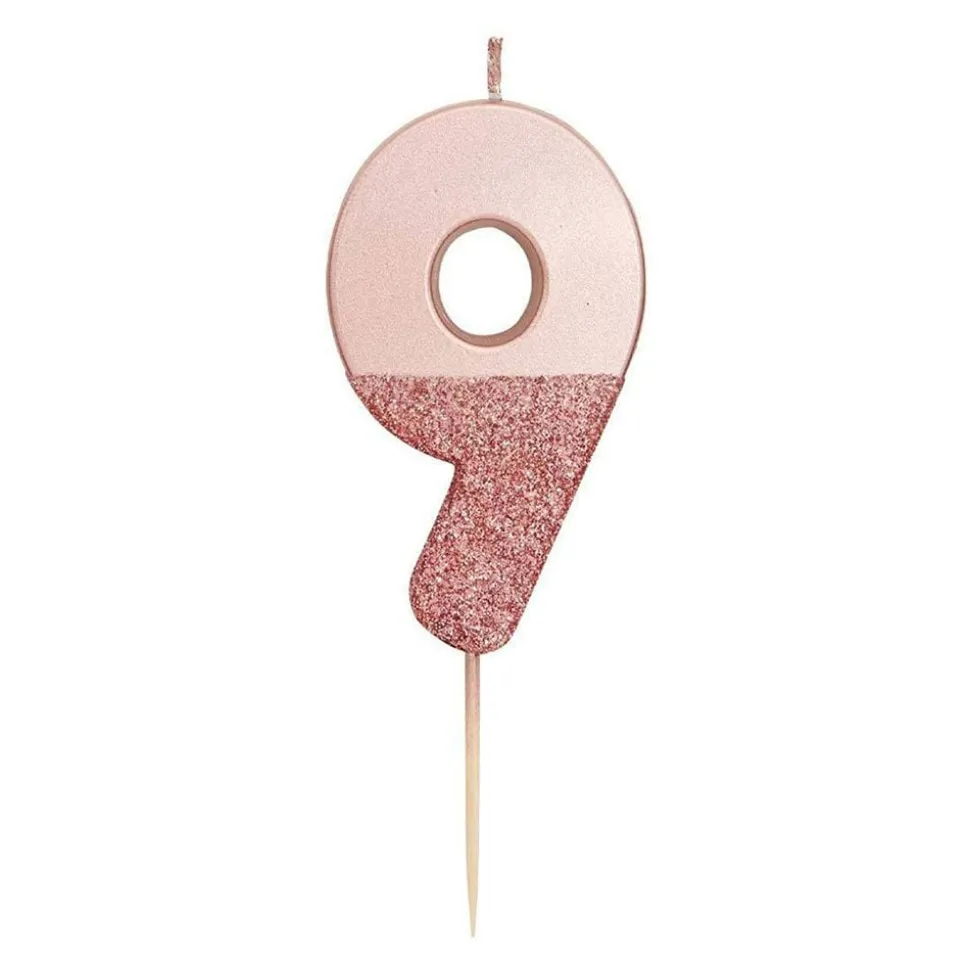 Tårtljus Siffra Roséguld/Glitter