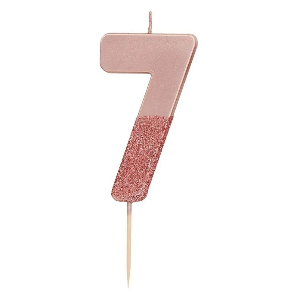 Tårtljus Siffra Roséguld/Glitter