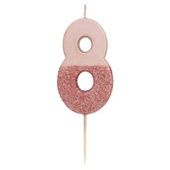 Tårtljus Siffra Roséguld/Glitter