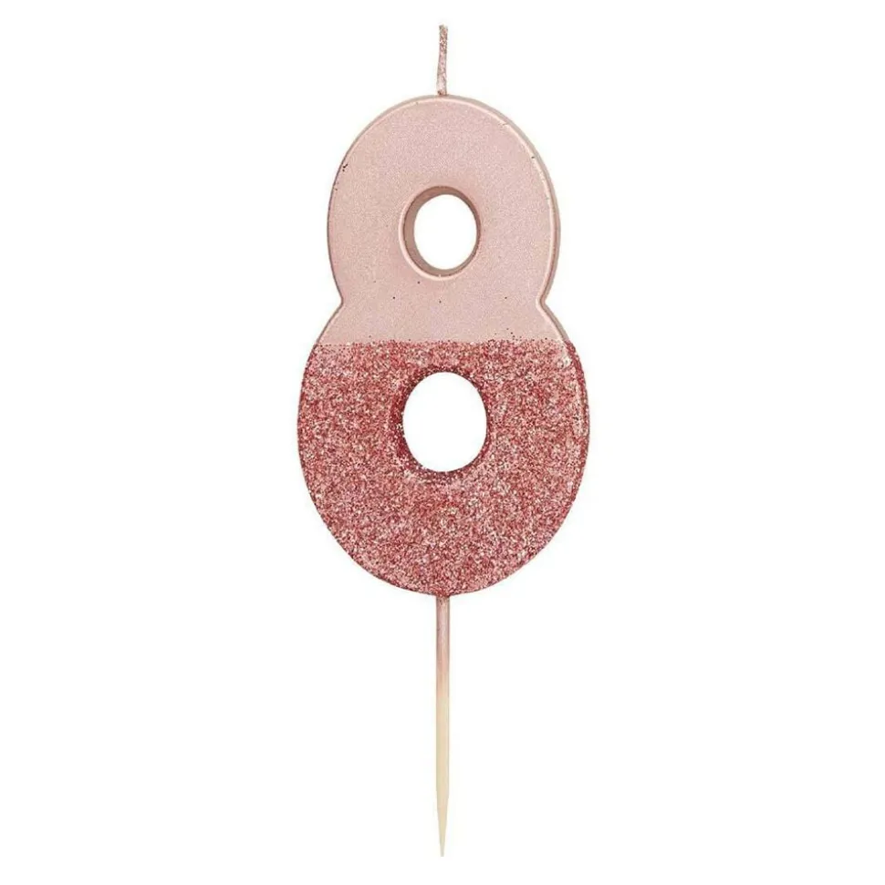 Tårtljus Siffra Roséguld/Glitter