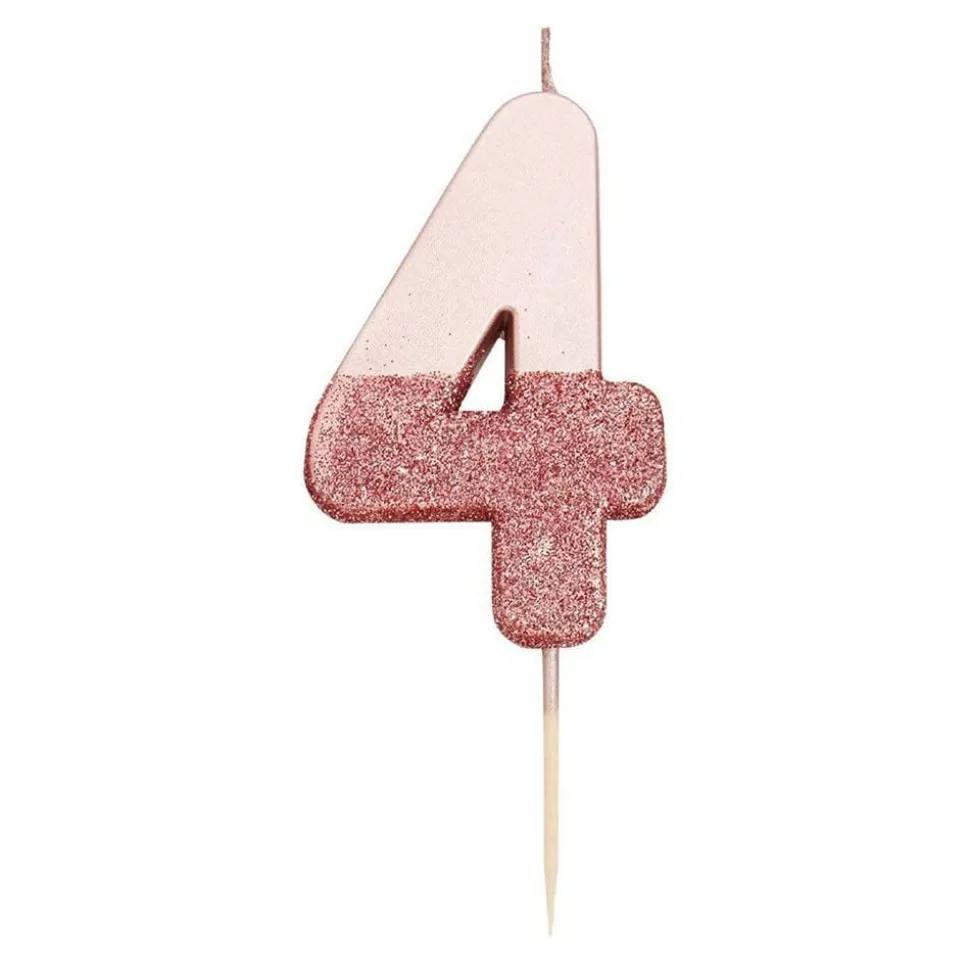 Tårtljus Siffra Roséguld/Glitter