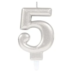 Tårtljus Siffra Silver Metallic