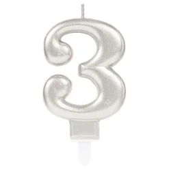 Tårtljus Siffra Silver Metallic