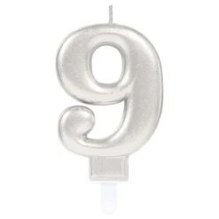 Tårtljus Siffra Silver Metallic